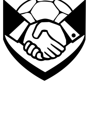 Logo HBCA partenaires : Logo avec deux mains en costume se serrant devant un ballon